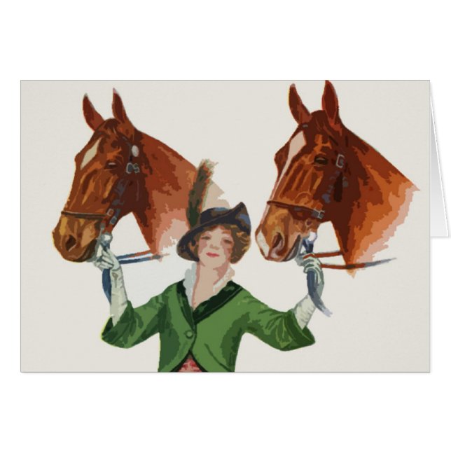 Mujer elegante con los caballos (Anverso (Horizontal))