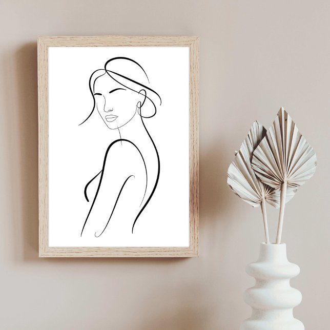 Mujer elegante con sombrero arte lineal minimalist (Subido por el creador)
