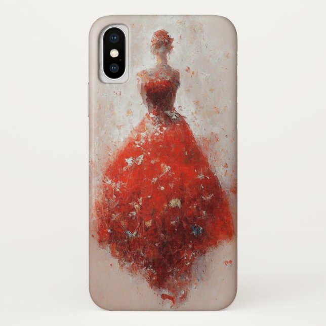 Mujer elegante en Funda de telefonía móvil roja (Reverso)