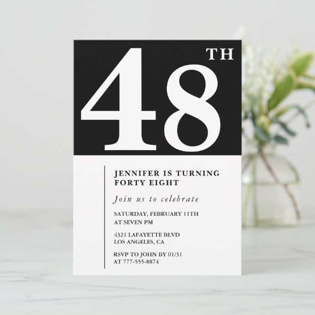 Mujer Elegante Moda de invitación a los 48 años Si (Anverso de pie)