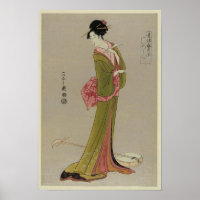Mujer En El Arte Vintage Japonés De Kimono