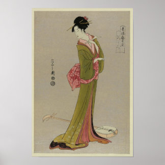 Mujer En El Arte Vintage Japonés De Kimono
