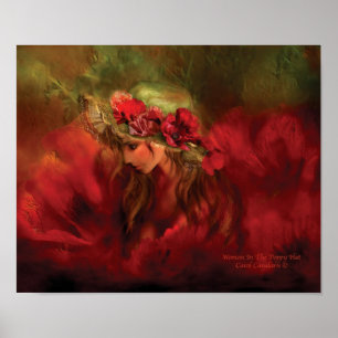 Mujer en el poster/la impresión del arte del gorra