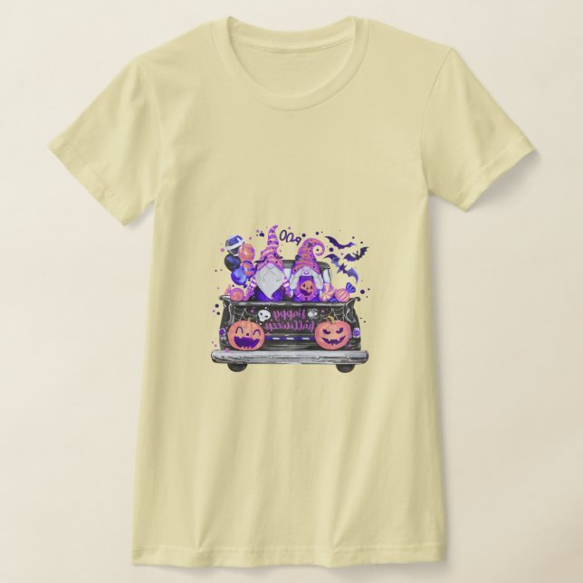 Mujer en Halloween Gnomes recogiendo camiseta de c (Distribución)