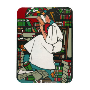Mujer en imán de la biblioteca