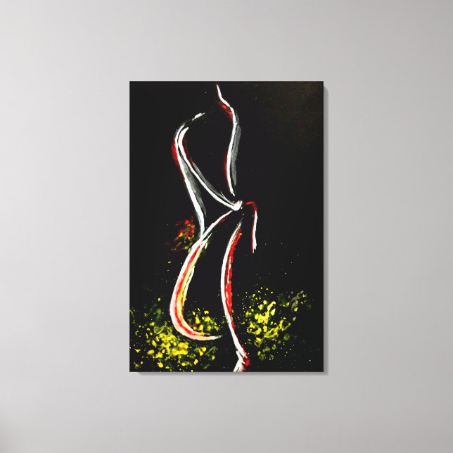 Mujer en negro y blanco en lienzo de noche (Anverso)