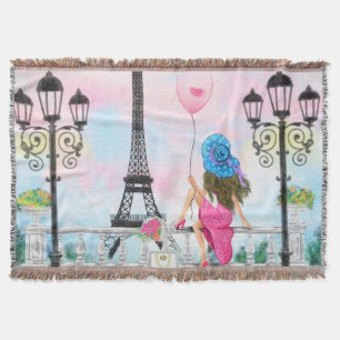 Mujer en París Manta de lanzamiento