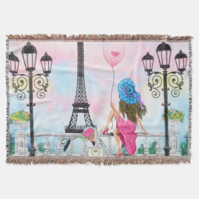 Mujer en París Manta de lanzamiento (Anverso)