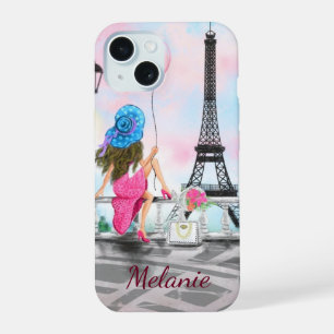 Mujer en París Torre Eiffel Nombre Personalizado