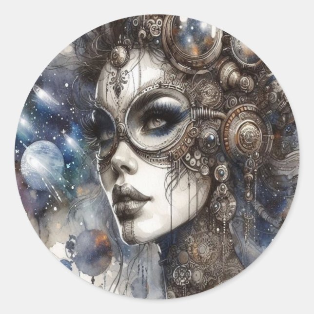 Mujer en pegatinas espaciales (Anverso)