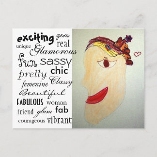 Mujer en postal de revista