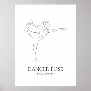 Mujer en postura de bailarín yoga arte de línea mi