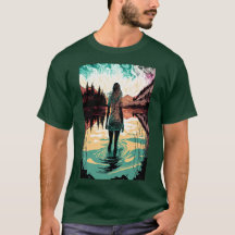 Mujer en una camiseta psicodélica de lago | Trippy
