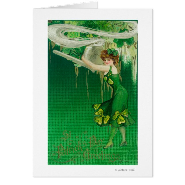 Mujer en verde sosteniendo una escena de una tuber (Frente)