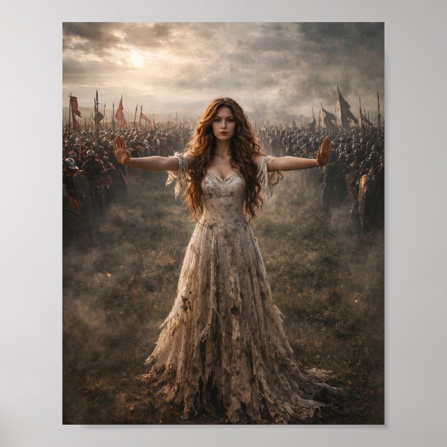 Mujer entre el frente de guerra póster (Frente)