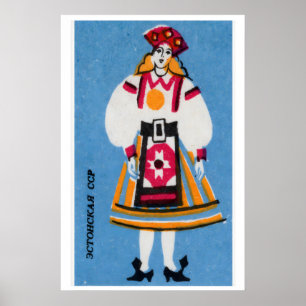 Mujer Estonia - Impresión de caja de cerillas - Pa