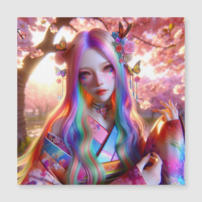 Mujer etérea mística bonito con mariposas (Anverso)