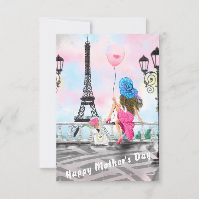 Mujer feliz Día de la Madre en París (Anverso)