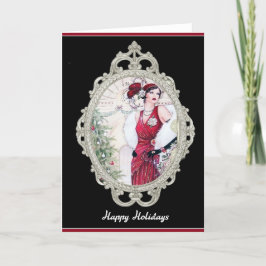 Mujer Flapper de Navidad Art Deco en Rojo