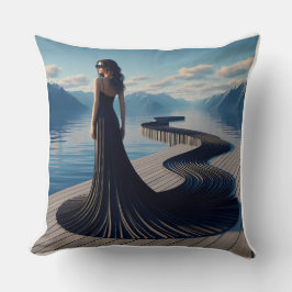 Mujer Fría Larga en la Almohada de Vestido Negro