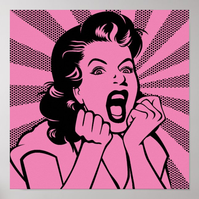 Mujer Frustrada Grita Señal de Poster Divertido (Frente)