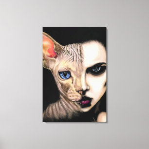 Mujer Gato - Lienzo de Cara Impreso - Arte de Pint