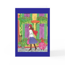 Mujer, gato, maleta, viaje, tarjeta de
