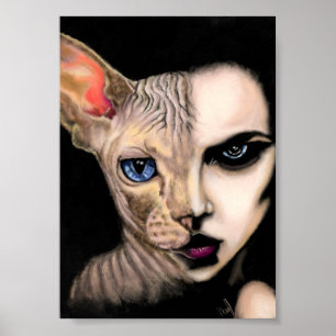 Mujer Gato - Póster de Cara - Arte de Pintura