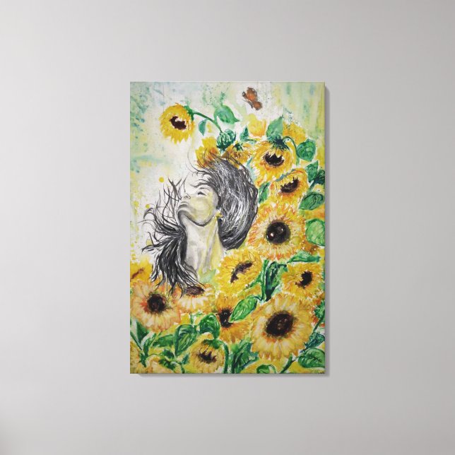 Mujer Girasol Impresión en Lienzo (Anverso)