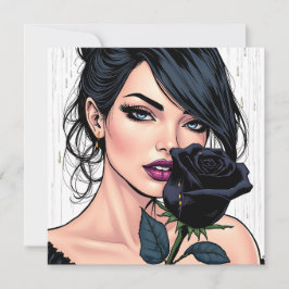 Mujer gótica malhumorada con rosa Estética oscura