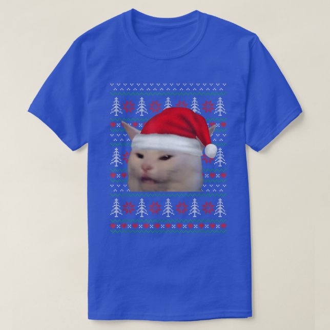 Mujer Gritando A Un Gato Fea Navidades Sweater Fun (Diseño del anverso)