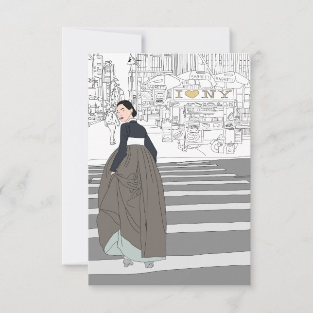 Mujer hanbok moderna Tarjeta de saludo (Anverso)