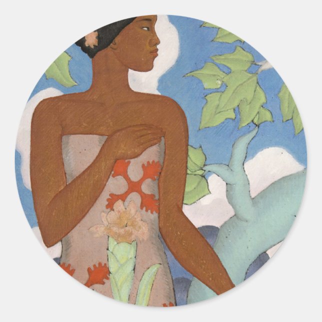 'Mujer hawaiana' - Pegatina de Arman Manookian (Anverso)