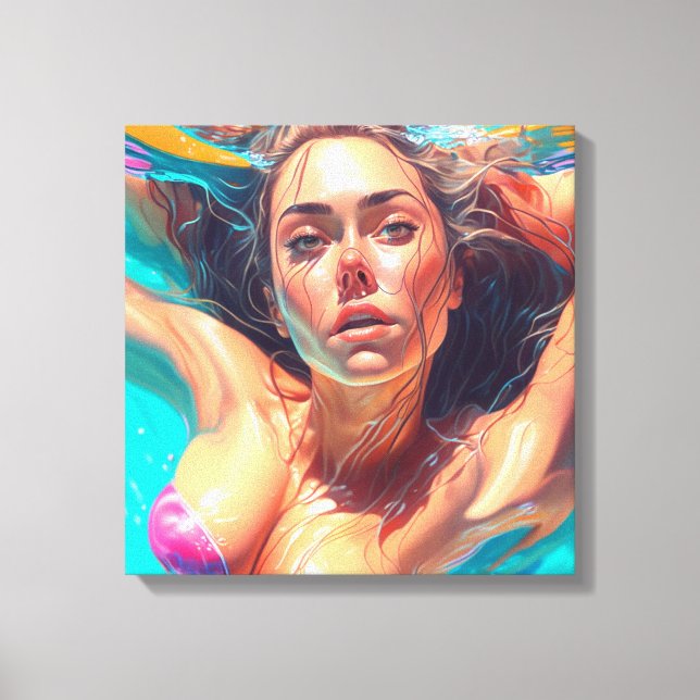 Mujer hermosa bajo el agua, arte de IA (Anverso)
