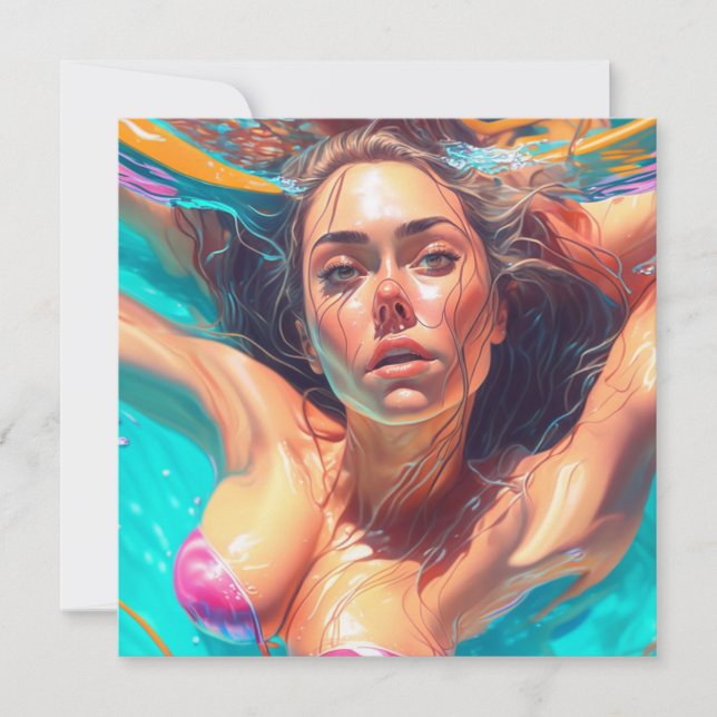 Mujer hermosa bajo el agua, arte de IA (Anverso)