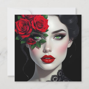 Mujer hermosa con el rojo Rose Blank