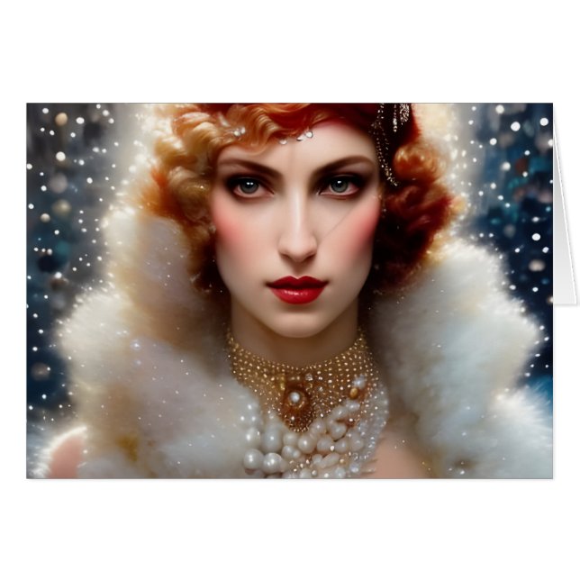 Mujer hermosa en blanco todas las ocasiones saludo (Anverso (Horizontal))