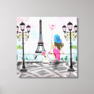 Mujer Hermosa en París Impresión en Lienzo Pintura