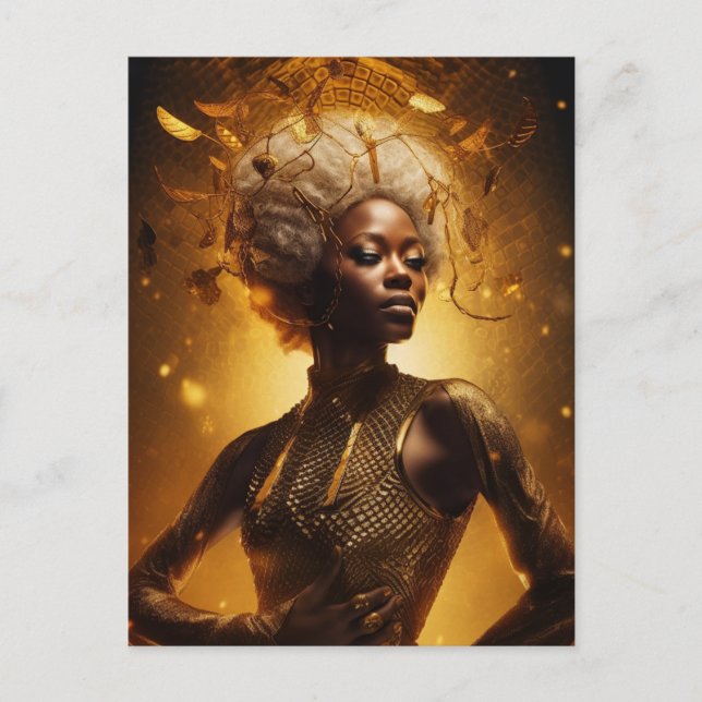 Mujer hermosa en postal de oro (Anverso)