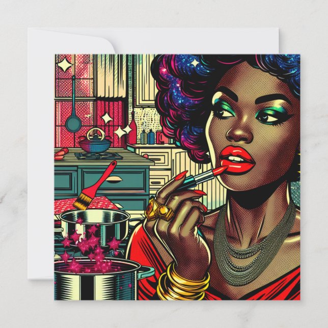 Mujer hermosa poniéndose el lápiz labial (Anverso)