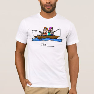 Mujer hombre pescando en camiseta de Personalizabl