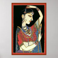 Mujer india vintage, arte mogol