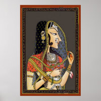 Mujer india vintage, arte mogol