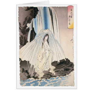 Mujer japonesa en la cascada, arte japonés antigu
