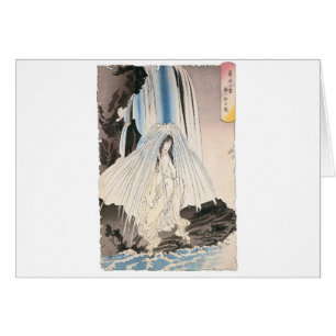 Mujer japonesa en la cascada, arte japonés antiguo