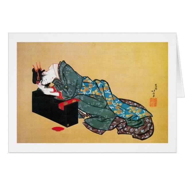 Mujer japonesa geisha, Hokusai, Ukiyo-e (Anverso (Horizontal))