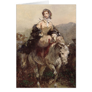 Mujer joven en un caballo