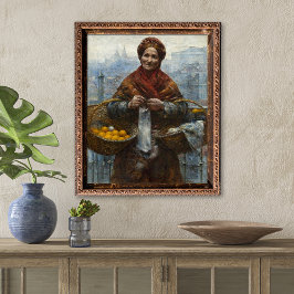 Mujer judía vendiendo arte vintage a Naranjas