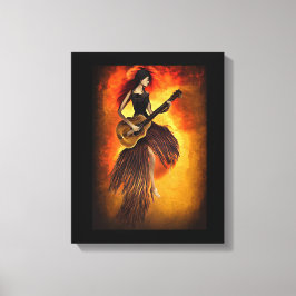 Mujer Jugando guitarra cielo rojo Resumen arte ori