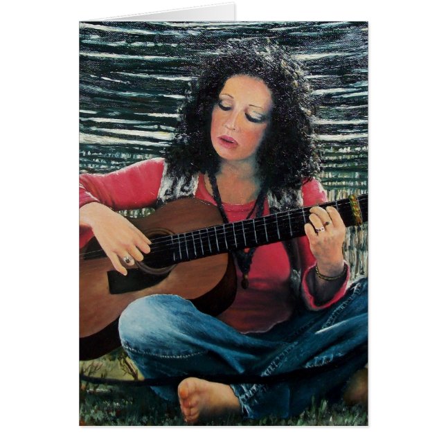 Mujer Jugando Música Con Guitarra Acústica (Frente)